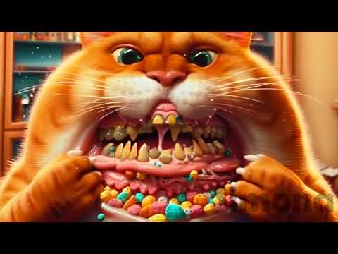 Sad Story 🙀😿 Cat Destroys His Teeth by Eating Candies #cat #cute #cutecat