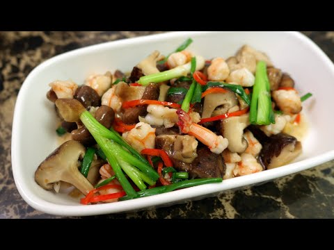 ผัดเห็ดหอมสดใส่กุ้ง กับข้าวอย่างง่าย หอมๆ ผัดไม่ถึง 5 นาทีก็ได้กินแล้วจ้า | เสือหิวChannel