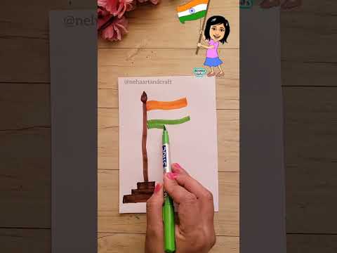 🇮🇳Happy Independence day   🇮🇳 • indian flag drawing Doms brush pen #flagdrawing #shorts #nehaartand