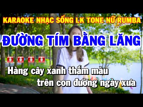 Karaoke Nhạc Sống Liên Khúc Tone Nữ Rumba | Đường Tím Bằng Lăng – Sầu Tím Thiệp Hồng | Thanh Hải