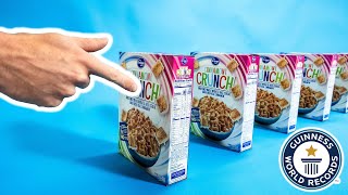 CEREAL BOX DOMINO WORLD RECORD - 12,952 Boxes Toppled as Dominoes!