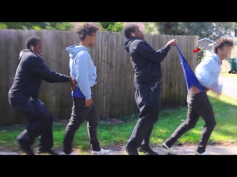 WEDGIE PRANK ON PEOPLE SAGGING IN THE HOOD!