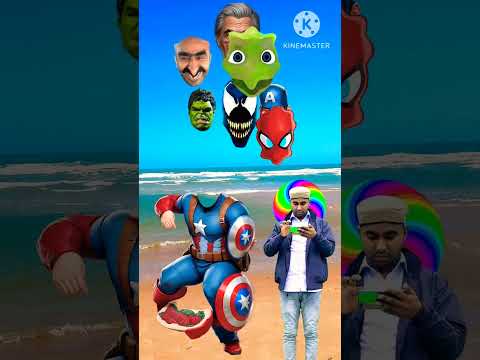 Captain american vs spiderman & dame tu cosita alian hulk ?? head puzzle challenge game #short