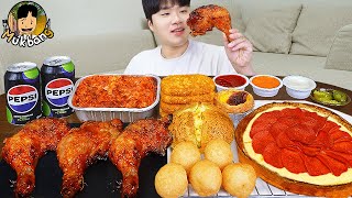 ASMR MUKBANG 굽네 장각구이 치킨먹방! 시카고피자 볼케이노치즈치밥 먹방 & 레시피 CHICKEN & PIZZA EATING SOUND!