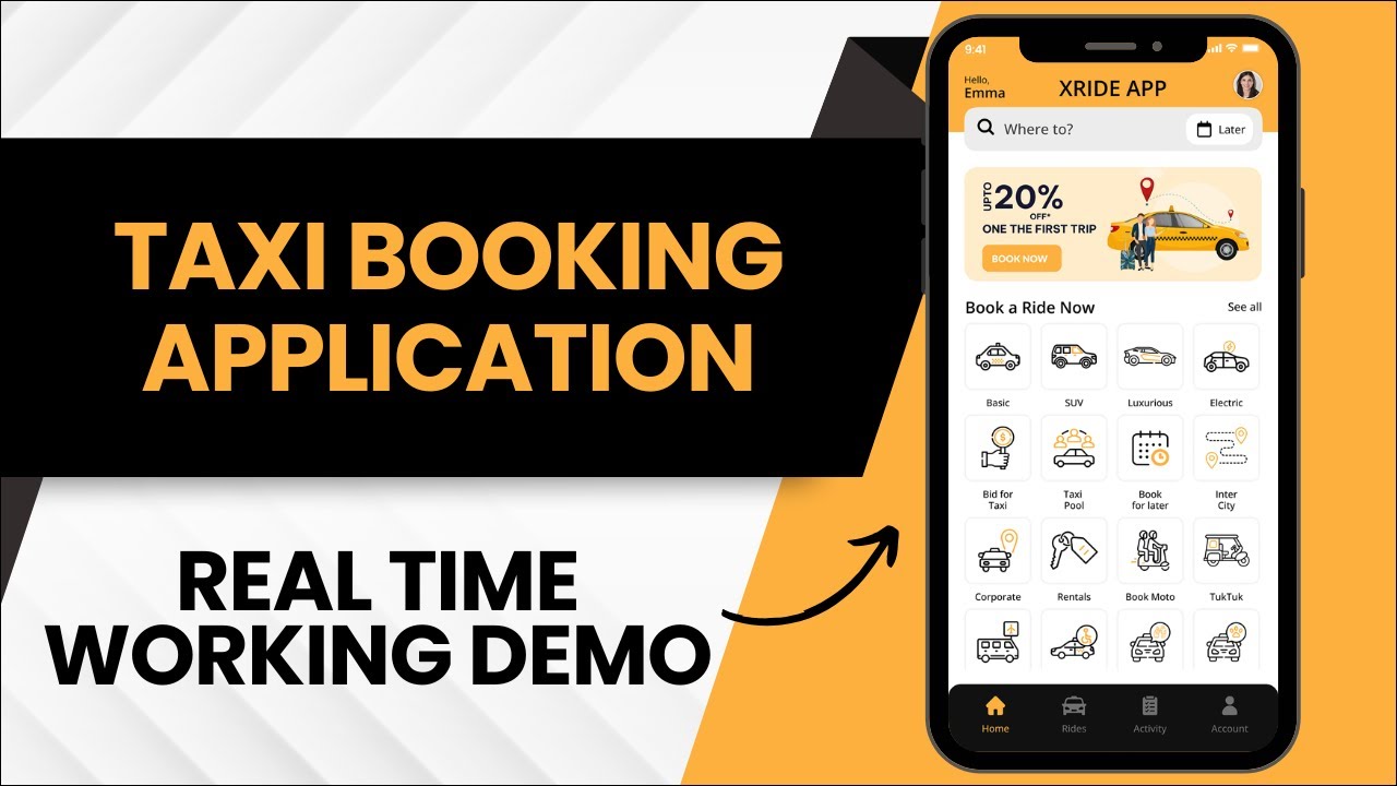 Taxi booking app demo Video