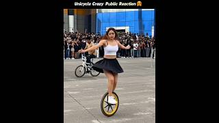 Unicycle Girl Ride 😍 Public Crazy Reaction 🔥 Police Without Helmet Chalan Kato