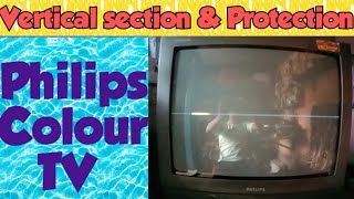 Philips crt tv standby problem,  protection problem repair & Vertical section repair.