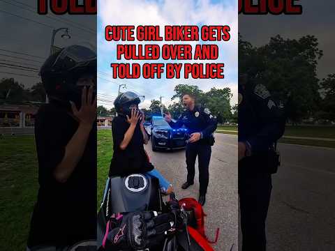 Cute Girl Biker Gets Pulled Over and Told Off By Police @moshpit_barbie #biker#police#cop