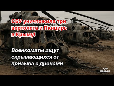 СБУ уничтожила три вертолета и Панцирь в Крыму! Военкоматы ищут скрывающихся от призыва с дронами