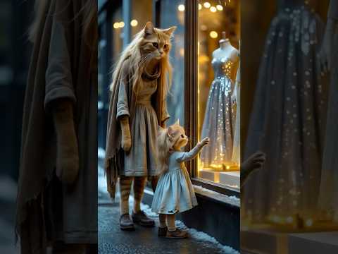 How a Kitten and Her Mother Rose from Poverty to Grace with Needle in Paw! #meow #cats #catshorts