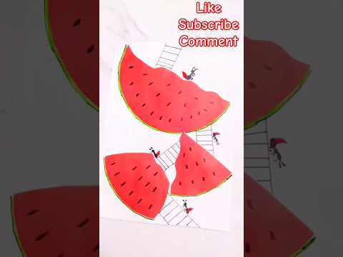 Tasty Watermelon & Ant 🐜 #papercraft #easy art and craft for kids #youtubeshorts #diy #funactivities