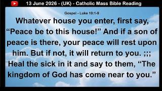 13 June  2026 (UK) Catholic Mass Bible Reading