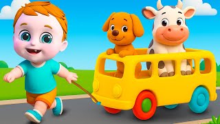 Wheels On The Bus Go Round And Round + Animal Bus + Bingo | Nursery Rhymes and Kids Songs