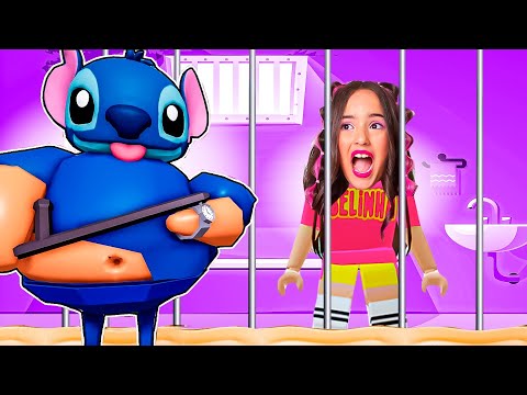 ESCAPE DO POLICIAL STITCH NA PRISÃO AZUL DO ROBLOX! - BELINHA GAMES