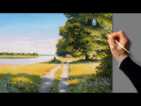 ❤️ Acrylic Painting - Summer Landscape / Easy Art / Drawing Tutorials / Satisfying Relaxing