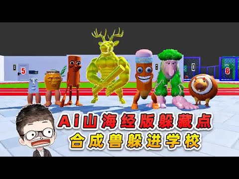 蛋仔派對：Ai山海經版躲藏點？合成獸躲進學校，但別被我抓到了
