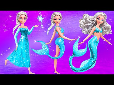 Frozen: Elsa Becomes The Little Mermaid! 30 DIYs for Dolls