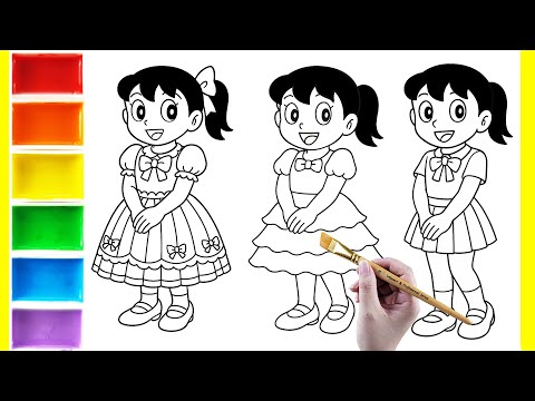 Thiết Kế và Tô Màu những Chiếc Váy Xinh Đẹp Của Shizuka | Bài Hát Hay Về Shizuka #tomau #nhactreem