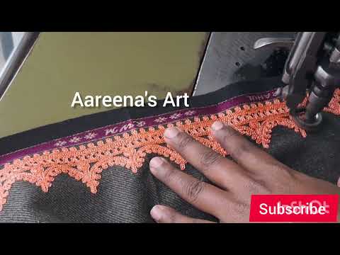 Beautiful kuzza design with machine tilla #Embroidery #aareenasart