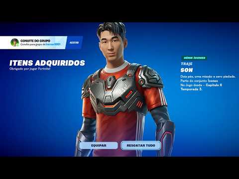 Como RESGATAR GRÁTIS a NOVA SKIN JOGADOR SON no FORTNITE TEMPORADA 3!
