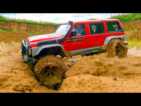 RC CARS Stuck in MUD – Rescue WINCH | Nissan Patrol Gmade 4x4 and RC TRUCK ZIL 131 Axial 6x6