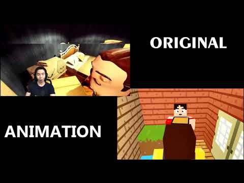 Original vs Animation -MiawAug- Hello neighbor- indonesia