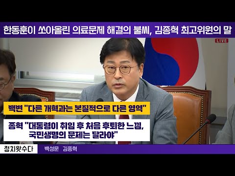 한동훈이 쏘아올린 의료문제 해결의 불씨, 김종혁 최고위원의 말