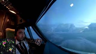 Landing in Saigon airport with thunderstorms around