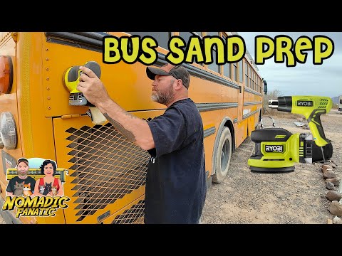 Stubborn Reflector Tape Removal & Sanding My Bus For Paint