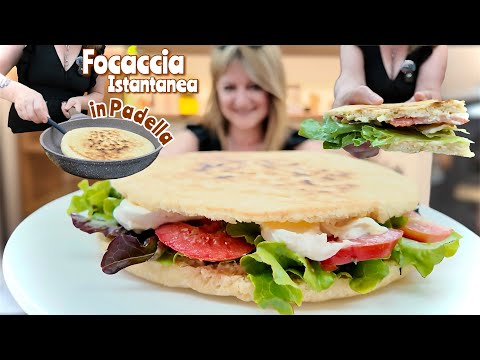 FOCACCIA ISTANTANEA in PADELLA facile e veloce SENZA TEMPI DI LIEVITAZIONE SENZA FORNO