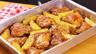 ESSA MISTURA VAI DEIXAR O SEU FRANGO AINDA MAIS SUCULENTO E SABOROSO! SOBRECOXA ASSADA COM BATATAS