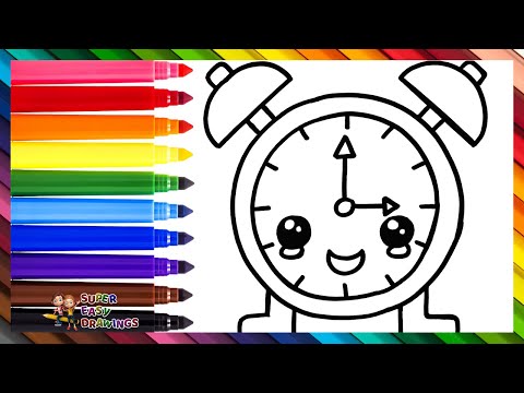 Draw and Color a Cute Alarm Clock ⏰🌈 Drawings for Kids