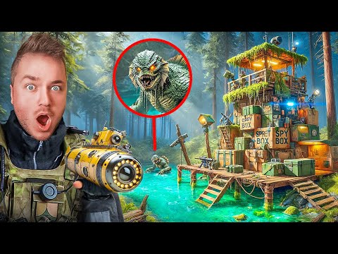 BUILDING A BOX FORT SPY BASE TO CAPTURE POND MONSTER! (Cardboard Crafts)