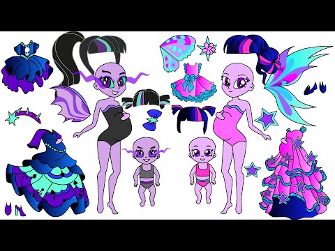 My little pony  Babies Paper dolls  Fairies Villains vs Good- Flutterbat Pinkamena Twivine-MLP craft