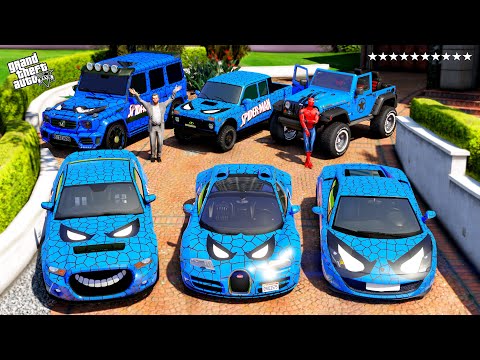 GTA 5 - Stealing SPIDERMAN Luxury Cars With Michael for his Family | (Real Life Cars #300)