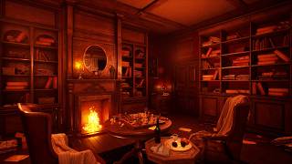 Victorian London detective's study Ambience | Thunder and the sound of a fireplace