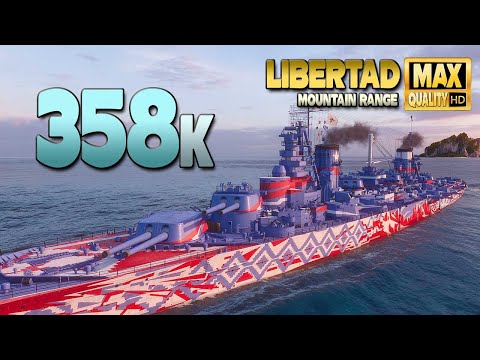 battleship Libertad dominates on map Mountain Range   World of Warships