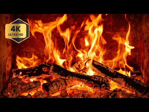 🔥 Relaxing FIREPLACE (10 Hours) with Burning Logs and Crackling Fire Sounds for Stress Relief 4K UHD