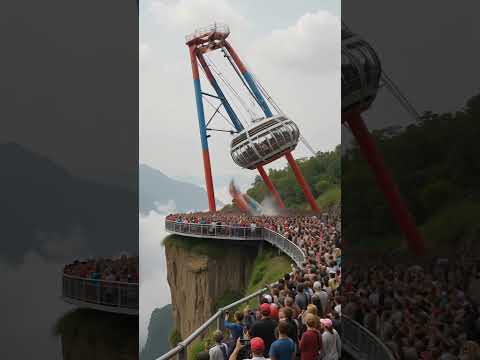 惊魂！悬崖大摆锤突发故障，座舱甩飞坠落瞬间#悬崖惊魂#大摆锤脱轨#惊险瞬间#游乐设施事故#云雾悬崖#游客惊恐#实录惊悚#失控坠落#惊险刺激#shorts  #视觉震撼 #travel #惊险瞬间