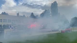 MFK Vyškov - FC Zbrojovka Brno (20.4. 2024) - Choreo a pyro domácích