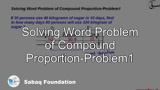 Solving Word Problem of Compound Proportion-Problem1