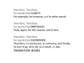 Transition Words and Their Functions