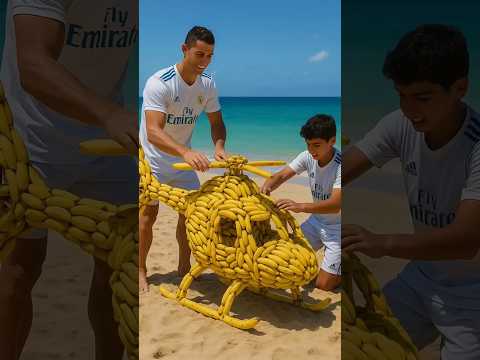 Destroyed the banana helicopter Ronaldo built and made fun of him. 😱 #messi #ronaldo #ai