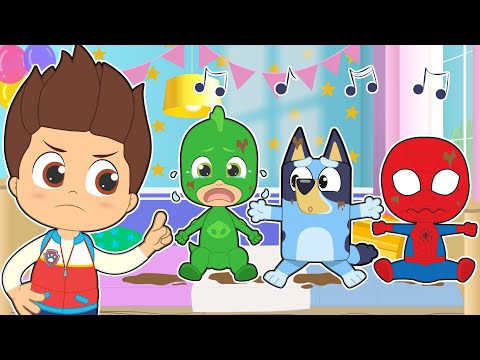 FIVE LITTLE BABIES 🎵 With Bluey, Spiderman, Pj Masks, Paw Patrol and more!