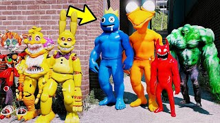 ANIMATRONICS VS TODOS RAINBOW FRIENDS E VILÕES NA FESTA NA MANSÃO? | GTA V Five Nights at Freddy's