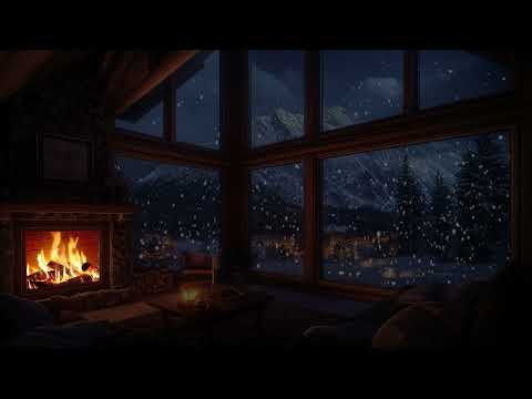 Quiet Cabin Escape: Snow Flurries & Warmth for Deep Sleep and Healing