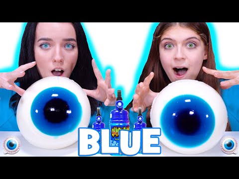 ASMR Full Video BLUE FOOD CHALLENGE Candy Race, Giant Gummy Eyeballs