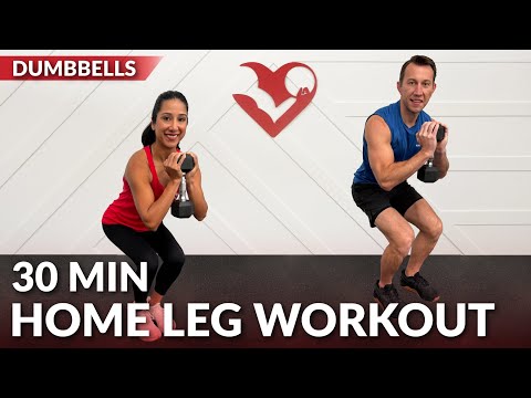 30 Min Home Leg Workout with Dumbbells for Women & Men - Lower Body Workouts with Weights