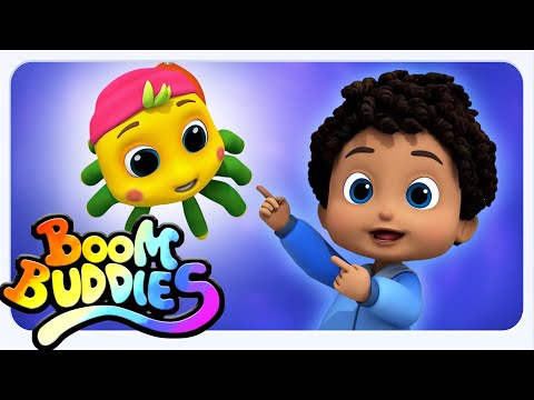 Boom Buddies Incy Wincy العنكبوت | تعلم مقاطع الفيديو وأغاني الحضانة لمرحلة ما قبل المدرسة