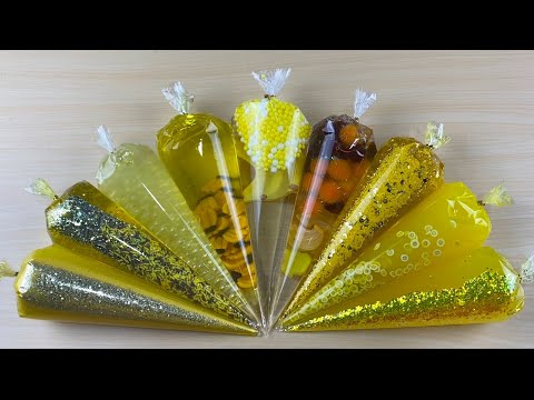 Making Series Banana Sparkling Slime With Piping Bags | Satisfying Slime Video Asmr #0276